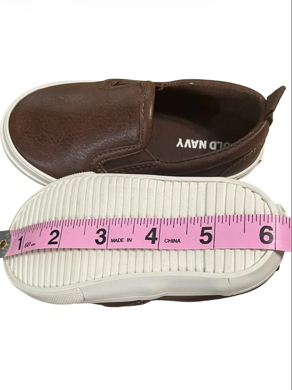 Old Navy Brown Slip-On Boys Sneakers with White Soles